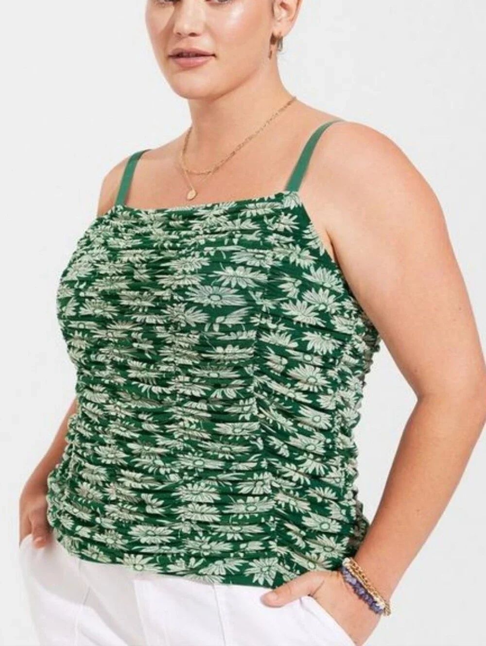 Torrid Stretch Mesh Cropped Shirred Cami - New